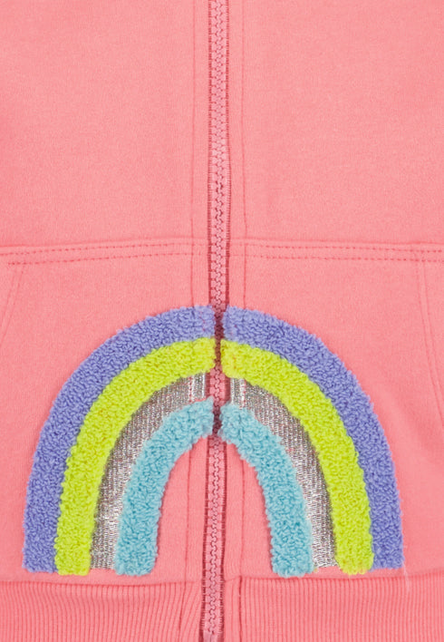 Blue Seven Full-Zip Hoody – Salmon with Pastel Rainbow Design 764701
