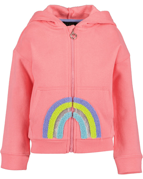 Blue Seven Full-Zip Hoody – Salmon with Pastel Rainbow Design 764701