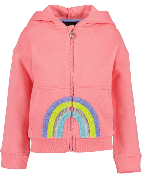 Blue Seven Full-Zip Hoody – Salmon with Pastel Rainbow Design 764701