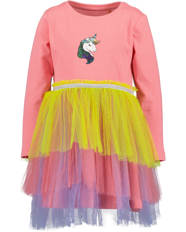 Blue Seven Girls Unicorn Dress – Salmon with Tulle Skirt 773708