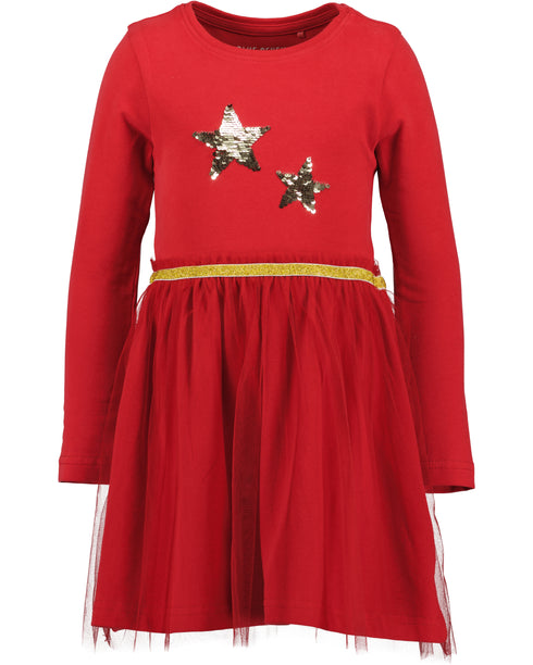 Blue Seven Girls Dress Bright Red with Stars on Tulle Skirt - 773716