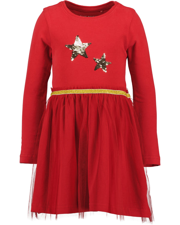 Blue Seven Girls Dress Bright Red with Stars on Tulle Skirt - 773716