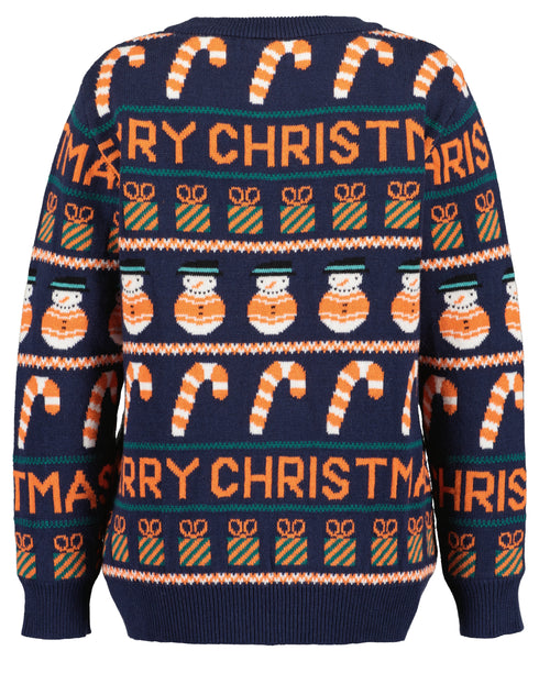 Boys Blue Seven Navy & Orange Christmas Jumper – 869099