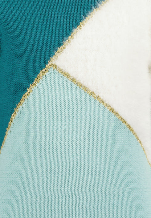 Blue Seven Girls Knit Pullover – Green & White with Gold Accents 769137