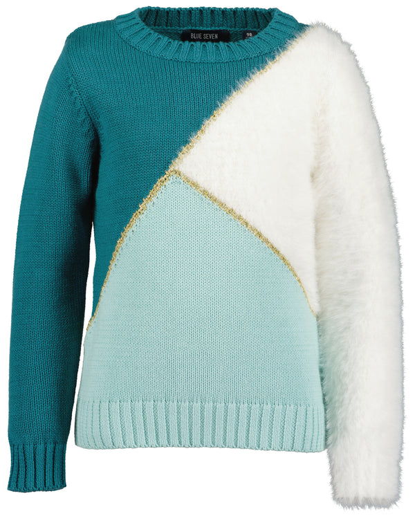 Blue Seven Girls Knit Pullover – Green & White with Gold Accents 769137