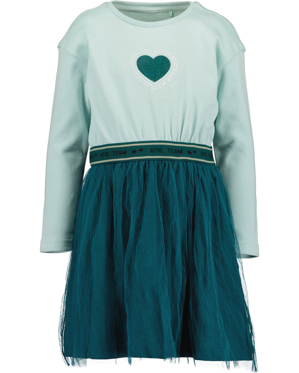 Blue Seven Girls Dress Green with Heart and Tulle Skirt – 773725