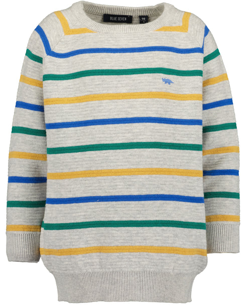 Boys Blue Seven Striped Dinosaur Logo Pullover – 869102