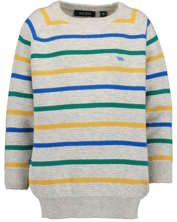 Boys Blue Seven Striped Dinosaur Logo Pullover – 869102