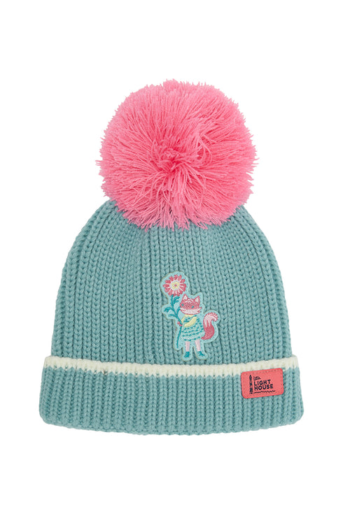 Lighthouse Kids Cable Knit Bobbie Bobble Hat - Fox Teal