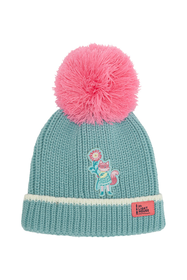 Lighthouse Kids Cable Knit Bobbie Bobble Hat - Fox Teal