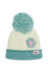 Lighthouse Kids Cable Knit Bobbie Bobble Hat - Pastel Teal Floral