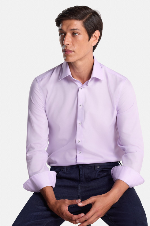 Benetti Menswear Brad Lilac Comfort Fit Non-Iron Cotton Shirt