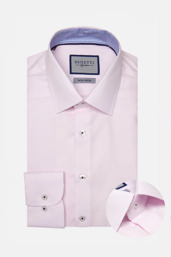Benetti Menswear Brad Pink Comfort Fit Non-Iron Cotton Shirt