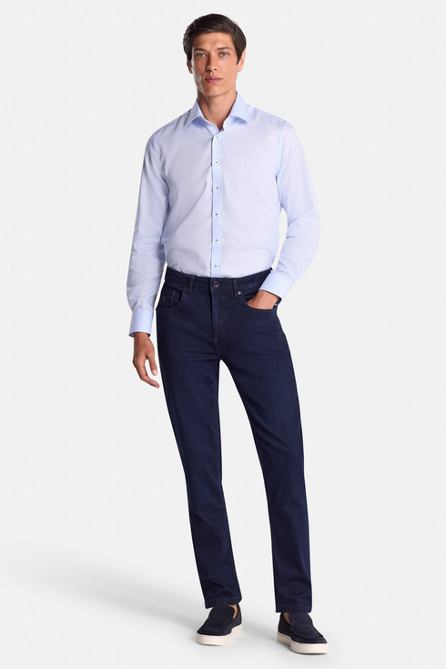 Benetti Menswear Brad Sky Blue Tapered Fit Non-Iron Cotton Shirt