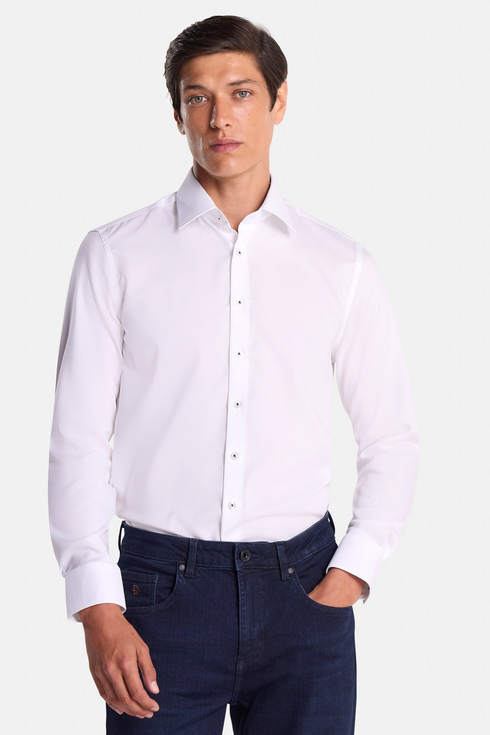 Benetti Menswear Brad White Tapered Fit Non-Iron Cotton Shirt