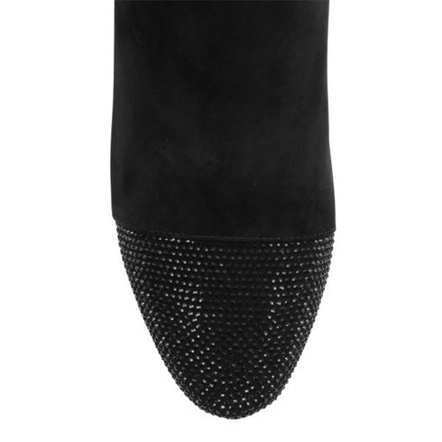 Loretta Vitale C1507 Women's Black Suede Diamante Ankle Boots