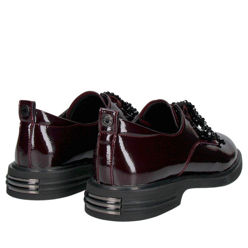 Loretta Vitale Patent Leather Beaded Lace Loafer Shoe C38154 - Bordo