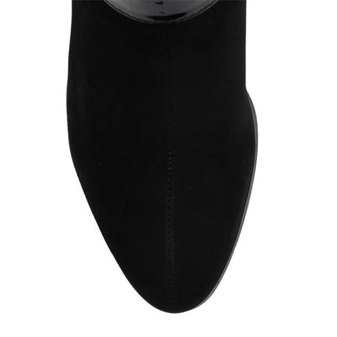 Loretta Vitale C3849 Women's Black Suede Ankle with Heel Detail Boots