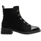 Loretta Vitale C3896 Women's Black Suede Patent Toe Laced Ankle Boots