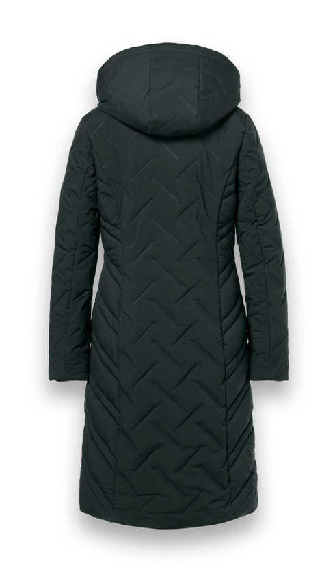 District Womens Cappuccino Long Puffer Jacket CAPPUCCINO - Deep Lake Green