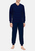 Ceceba Men's Cotton Pajamas Set – Blue Striped Long Sleeve Top & Bottoms