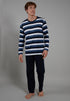 Ceceba Men’s Long Sleeve Cotton Blend Pajama Set – Blue Striped Nightwear