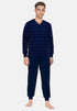 Ceceba Men's Cotton Pajamas Set – Blue Striped Long Sleeve Top & Bottoms