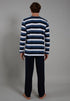 Ceceba Men’s Long Sleeve Cotton Blend Pajama Set – Blue Striped Nightwear
