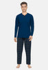 CECEBA Men's Black Checked Pajamas - 100% Cotton, Casual Fit, Long Sleeve & Pants Set