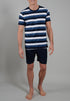 Ceceba Men's Melbourne Short Pyjama Set – Nautical Stripe Top & Shorts, Lightweight Cotton Blend