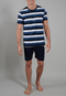 Ceceba Men's Melbourne Short Pyjama Set – Nautical Stripe Top & Shorts, Lightweight Cotton Blend