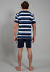 Ceceba Men's Melbourne Short Pyjama Set – Nautical Stripe Top & Shorts, Lightweight Cotton Blend