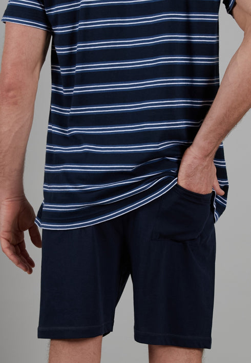 Ceceba Men’s Philadelphia Short Pyjama Set – 100% Cotton, Striped Top & Shorts