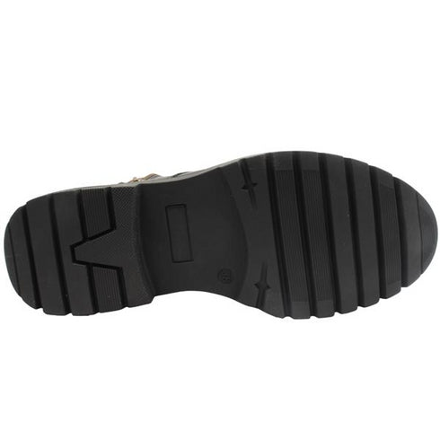 Susst Cliona25 Black Ankle Chunky Boots with Heart Emblem