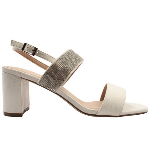 Coco Ritz Diamonte Strap Block Heel Sand COCO1026