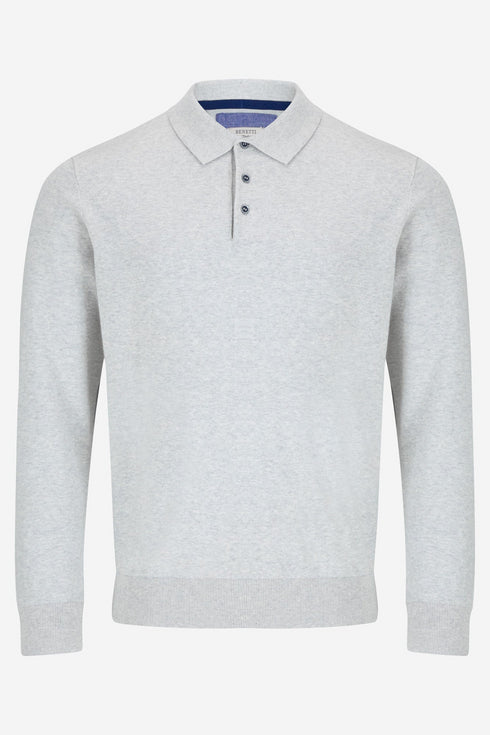 Benetti Calvin Button Knit Long Sleeve Cotton Polo