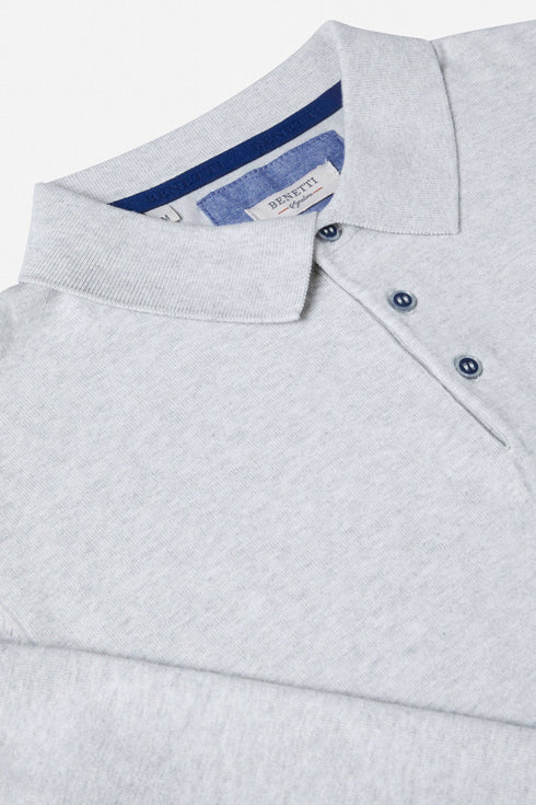 Benetti Calvin Button Knit Long Sleeve Cotton Polo