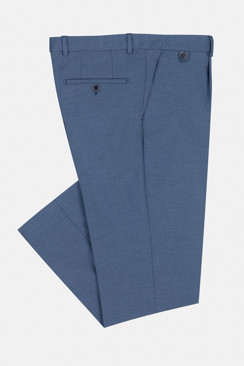 Travis by Benetti Carlos Three-Piece Cobalt Blue Slim Fit Suit - Scoop Waistcoat & Pleated Trousers