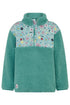 Lighthouse Teal Green Floral Print Funnel Neck Half-Zip Kids Cassie Fleece