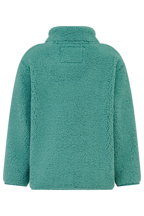 Lighthouse Teal Green Floral Print Funnel Neck Half-Zip Kids Cassie Fleece