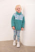Lighthouse Teal Green Floral Print Funnel Neck Half-Zip Kids Cassie Fleece