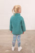 Lighthouse Teal Green Floral Print Funnel Neck Half-Zip Kids Cassie Fleece
