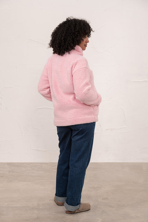 Lighthouse Pale Pink Cobh Full-Zip Funnel-Neck Fleece Jacket