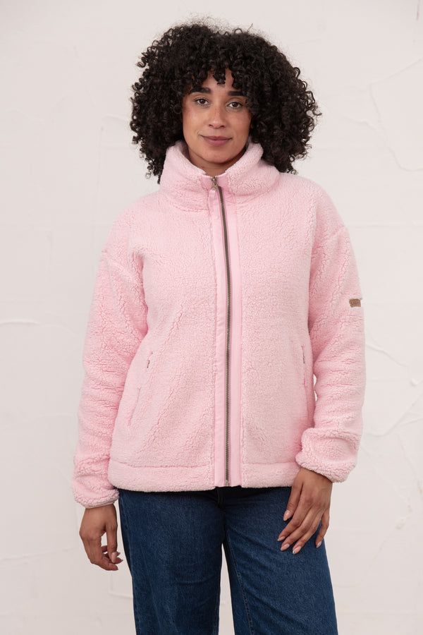 Lighthouse Pale Pink Cobh Full-Zip Funnel-Neck Fleece Jacket