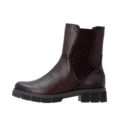 Remonte Women's Smooth Leather Leopard Print Chelsea Boots D0V70-24