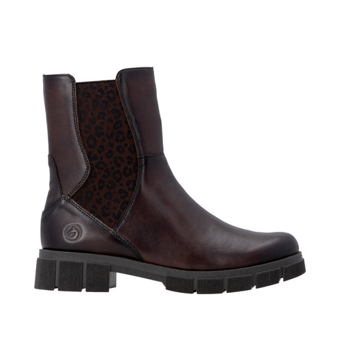 Remonte Women's Smooth Leather Leopard Print Chelsea Boots D0V70-24