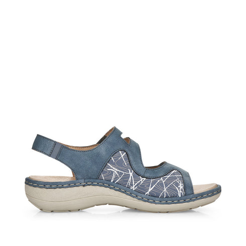 Remonte Women's Wide Fit Blue Combi Velcro Strap Sandals – D7647-16