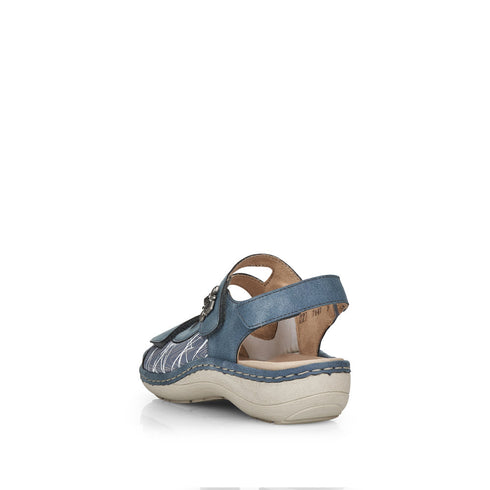 Remonte Women's Wide Fit Blue Combi Velcro Strap Sandals – D7647-16