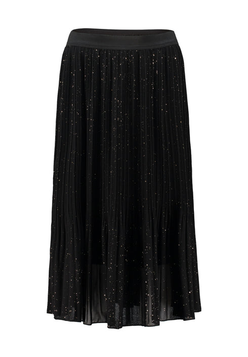 Hailys Gr44eti Pleated Glitter Midi Skirt DO-6937PTY - Black / Gold Glitter