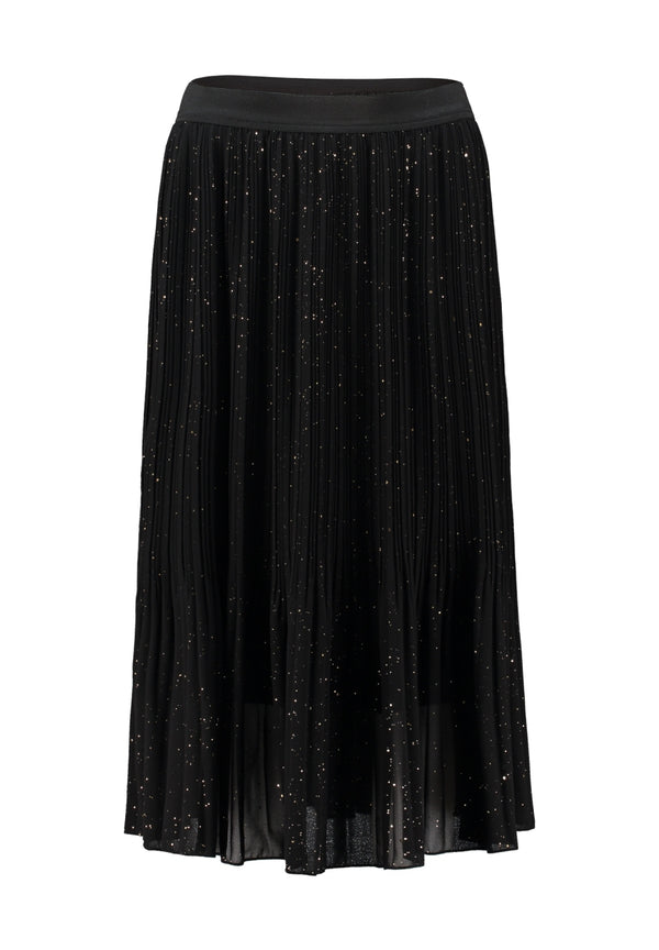 Hailys Gr44eti Pleated Glitter Midi Skirt DO-6937PTY - Black / Gold Glitter